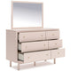 Viso 2pc Dresser & Mirror Set | 6 Drawers w Gold Knobs | Blush Pink