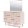 Viso 2pc Dresser & Mirror Set | 6 Drawers w Gold Knobs | Blush Pink