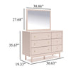 Viso 2pc Dresser & Mirror Set | 6 Drawers w Gold Knobs | Blush Pink