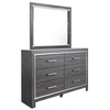 Leva 2pc Dresser & Mirror Set | 6 Drawers w Chrome Handles | Dark Gray