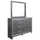 Leva 2pc Dresser & Mirror Set | 6 Drawers w Chrome Handles | Dark Gray