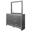 Leva 2pc Dresser & Mirror Set | 6 Drawers w Chrome Handles | Dark Gray