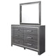 Leva 2pc Dresser & Mirror Set | 6 Drawers w Chrome Handles | Dark Gray