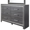 Leva 2pc Dresser & Mirror Set | 6 Drawers w Chrome Handles | Dark Gray