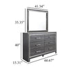 Leva 2pc Dresser & Mirror Set | 6 Drawers w Chrome Handles | Dark Gray