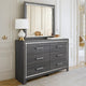 Leva 2pc Dresser & Mirror Set | 6 Drawers w Chrome Handles | Dark Gray