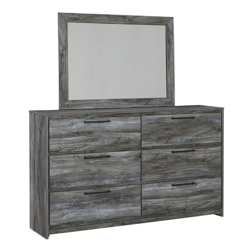 Bays 2pc Dresser & Mirror Set | 6 Drawers | Charcoal Handles | Gray