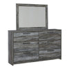 Bays 2pc Dresser & Mirror Set | 6 Drawers | Charcoal Handles | Gray