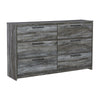Bays 2pc Dresser & Mirror Set | 6 Drawers | Charcoal Handles | Gray