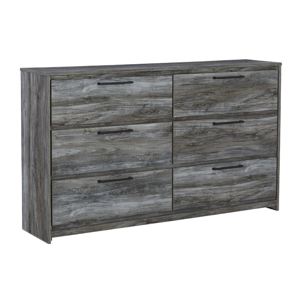 Bays 2pc Dresser & Mirror Set | 6 Drawers | Charcoal Handles | Gray