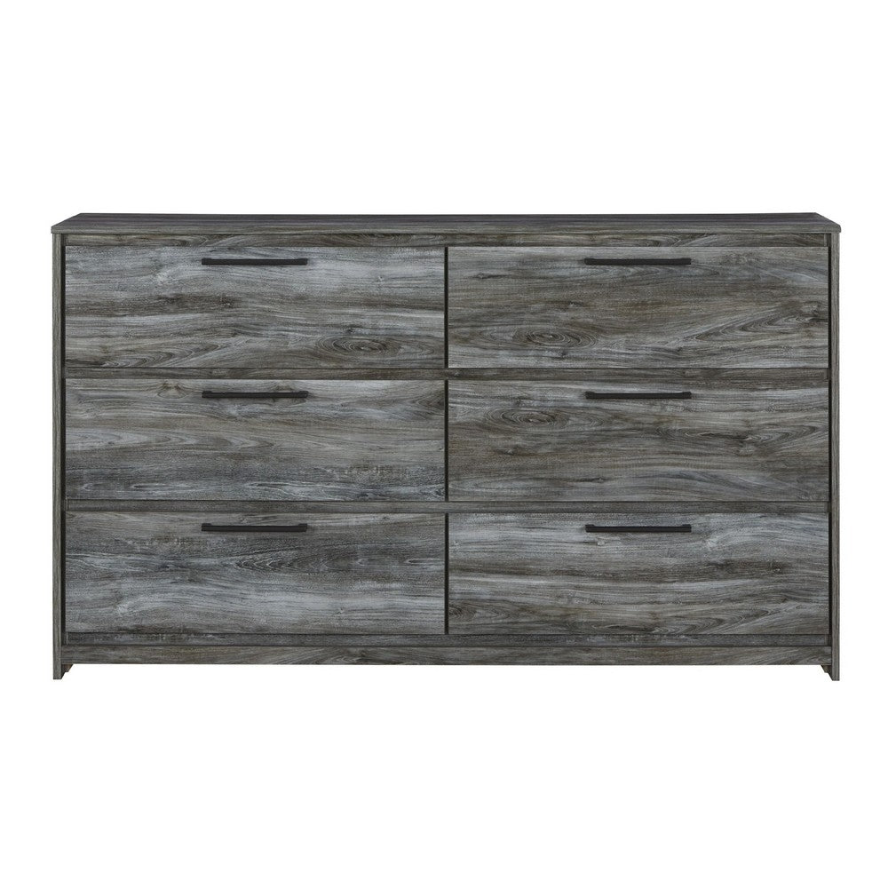 Bays 2pc Dresser & Mirror Set | 6 Drawers | Charcoal Handles | Gray