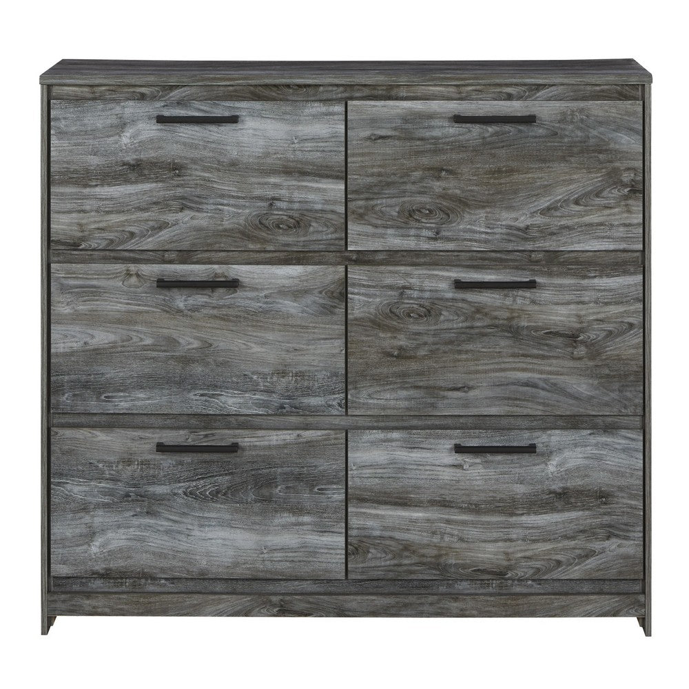 Bays 2pc Dresser & Mirror Set | 6 Drawers | Charcoal Handles | Gray