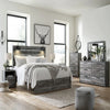Bays 2pc Dresser & Mirror Set | 6 Drawers | Charcoal Handles | Gray