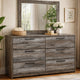 Bays 2pc Dresser & Mirror Set | 6 Drawers | Charcoal Handles | Gray