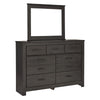 Brin 2pc Dresser & Mirror Set | 7 Drawers | Pewter Handles | Charcoal Gray