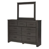 Brin 2pc Dresser & Mirror Set | 7 Drawers | Pewter Handles | Charcoal Gray