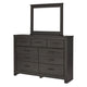 Brin 2pc Dresser & Mirror Set | 7 Drawers | Pewter Handles | Charcoal Gray