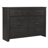 Brin 2pc Dresser & Mirror Set | 7 Drawers | Pewter Handles | Charcoal Gray