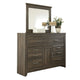 Rye 2pc Dresser & Mirror Set | 6 Drawers w Cabinet | Dark Brown