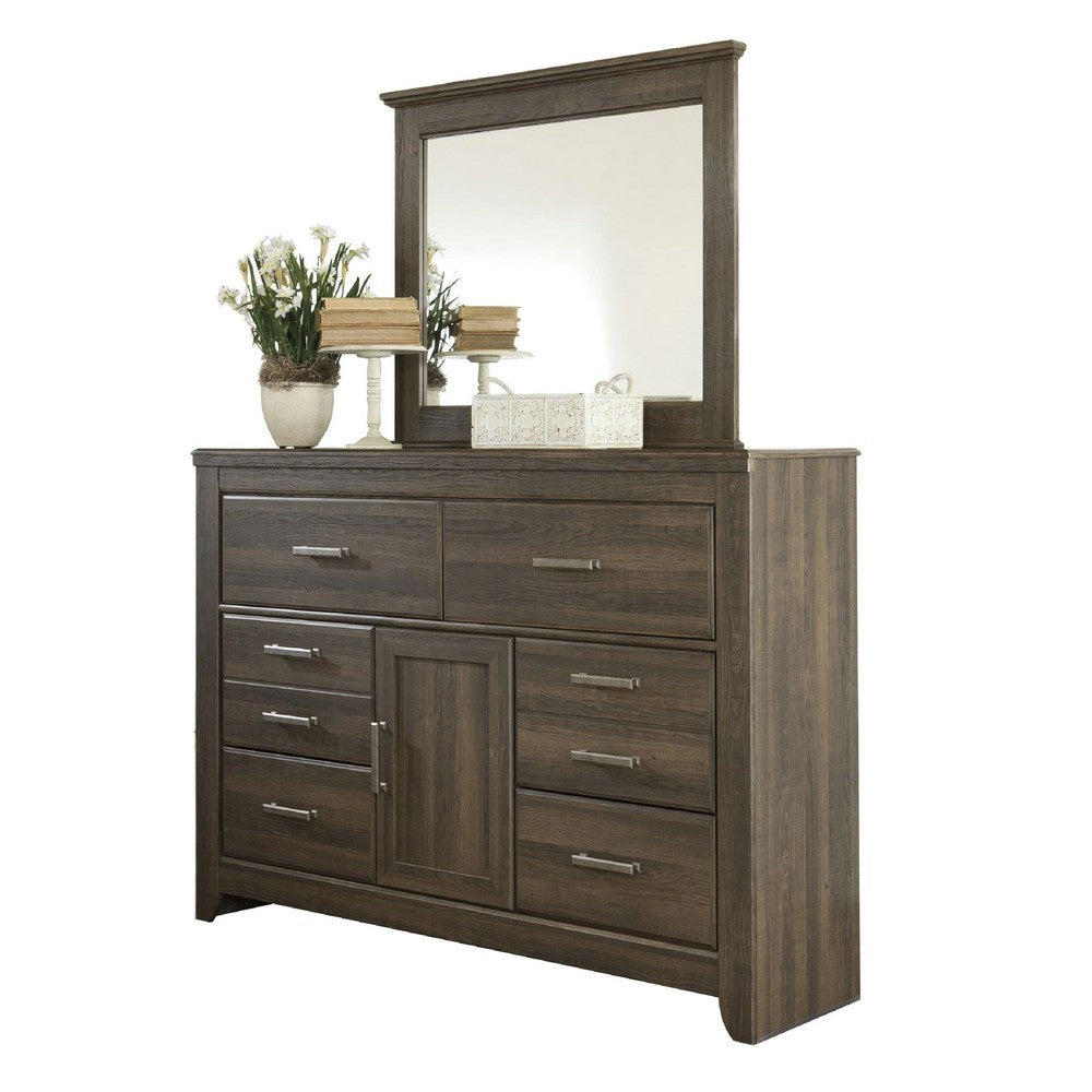 Rye 2pc Dresser & Mirror Set | 6 Drawers w Cabinet | Dark Brown
