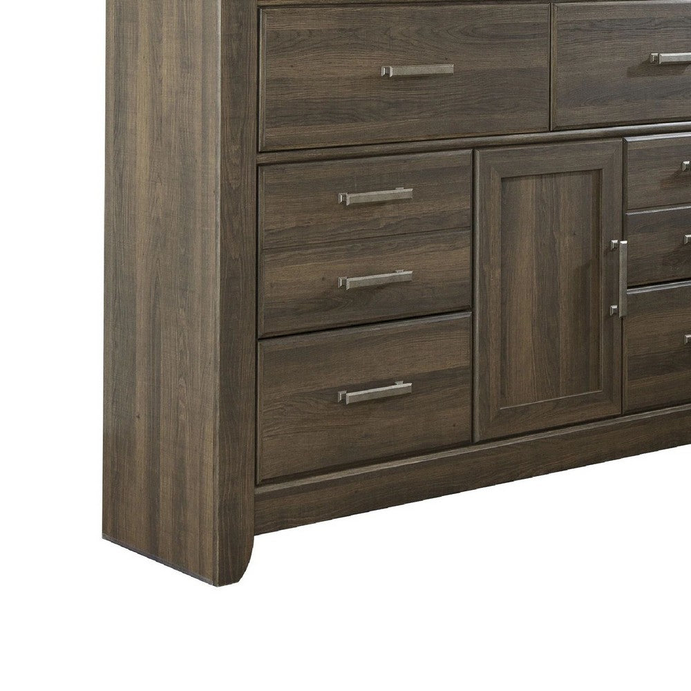 Rye 2pc Dresser & Mirror Set | 6 Drawers w Cabinet | Dark Brown