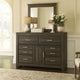 Rye 2pc Dresser & Mirror Set | 6 Drawers w Cabinet | Dark Brown