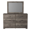 Isnk 2pc Dresser & Mirror Set | 6 Drawers w Bar Handles | Rustic Gray