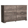 Isnk 2pc Dresser & Mirror Set | 6 Drawers w Bar Handles | Rustic Gray