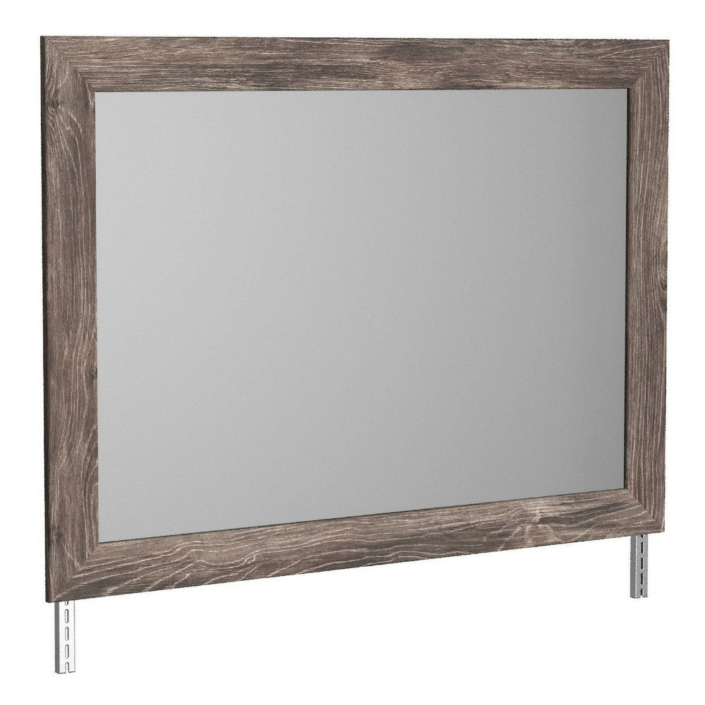 Isnk 2pc Dresser & Mirror Set | 6 Drawers w Bar Handles | Rustic Gray