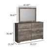 Isnk 2pc Dresser & Mirror Set | 6 Drawers w Bar Handles | Rustic Gray