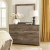 Isnk 2pc Dresser & Mirror Set | 6 Drawers w Bar Handles | Rustic Gray