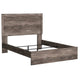 Isnk Queen Size Bed w Plank Headboard | Rustic Gray Laminate Finish