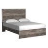 Isnk Queen Size Bed w Plank Headboard | Rustic Gray Laminate Finish
