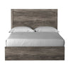 Isnk Queen Size Bed w Plank Headboard | Rustic Gray Laminate Finish