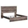 Isnk King Size Bed w Plank Headboard | Rustic Gray Laminate Finish
