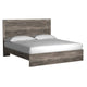 Isnk King Size Bed w Plank Headboard | Rustic Gray Laminate Finish