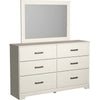 Tely 2pc Dresser & Mirror Set | 6 Drawers w Pewter Handles | White