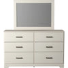 Tely 2pc Dresser & Mirror Set | 6 Drawers w Pewter Handles | White