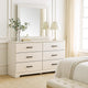 Tely 2pc Dresser & Mirror Set | 6 Drawers w Pewter Handles | White