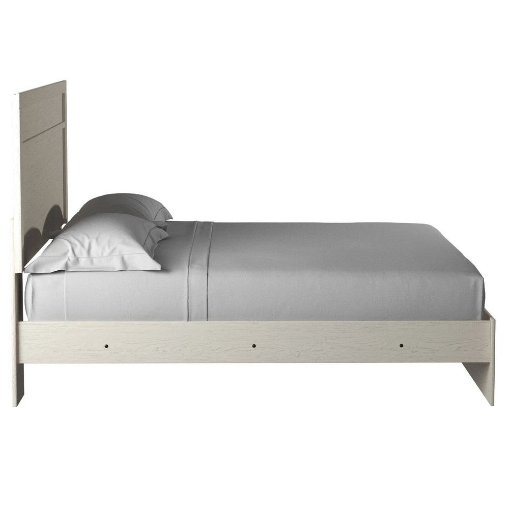 Tely King Size Bed w Plank Panel Headboard | Modern Farmhouse White