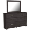 Cyme 2pc Dresser & Mirror Set | 6 Drawers w Handles | Charcoal Black