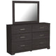 Cyme 2pc Dresser & Mirror Set | 6 Drawers w Handles | Charcoal Black