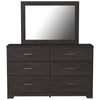 Cyme 2pc Dresser & Mirror Set | 6 Drawers w Handles | Charcoal Black