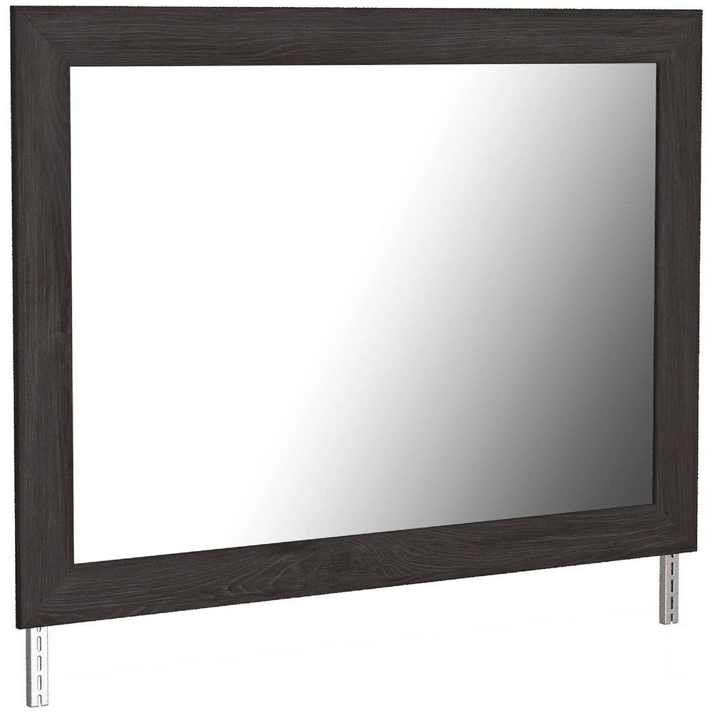Cyme 2pc Dresser & Mirror Set | 6 Drawers w Handles | Charcoal Black