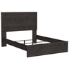 Cyme Queen Size Bed w Plank Headboard | Minimalist Charcoal Black