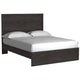 Cyme Queen Size Bed w Plank Headboard | Minimalist Charcoal Black