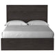 Cyme Queen Size Bed w Plank Headboard | Minimalist Charcoal Black