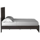 Cyme Queen Size Bed w Plank Headboard | Minimalist Charcoal Black