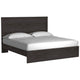 Cyme King Size Bed w Plank Headboard | Minimalist Charcoal Black