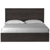 Cyme King Size Bed w Plank Headboard | Minimalist Charcoal Black
